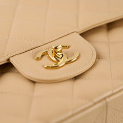 Chanel Double Flap Jumbo Beige Caviar GHW