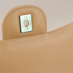 Chanel Double Flap Jumbo Beige Caviar GHW