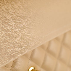 Chanel Double Flap Jumbo Beige Caviar GHW