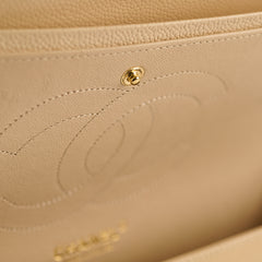 Chanel Double Flap Jumbo Beige Caviar GHW