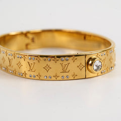 Louis Vuitton Nanogram Strass Bracelet Gold Tone Size S