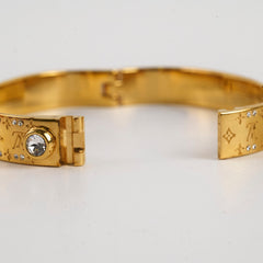 Louis Vuitton Nanogram Strass Bracelet Gold Tone Size S