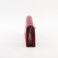 Christian Dior Patent Wallet On Chain Red
