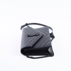 Saint Laurent Cassandre Envelope Wallet on Chain WOC Black