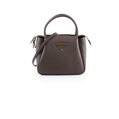 Prada Vitello Small Leather Tote Bag Taupe