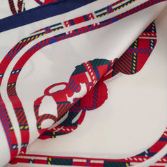 Hermes Scarf 42 x 42 Navy/Red/White