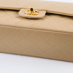 Chanel Medium/Large Double Classic Flap Beige