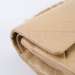Chanel Medium/Large Double Classic Flap Beige