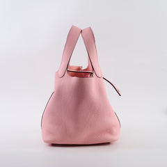 Hermes Rose Sakura Picotin 18 Clemence Leather U Stamp