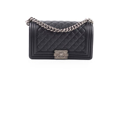 Chanel Old Medium Boy Bag Black Caviar RHW 26series