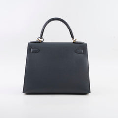 Hermes Kelly 28 Gris Misty Epsom Permabrass HW W Stamp