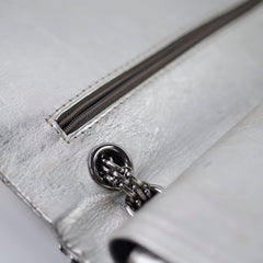 Chanel Maxi Flap Metallic Silver Series 11