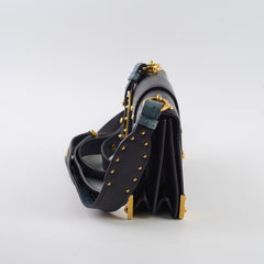 Prada Cahier Ostrich Crossbody Bag Teal/Black