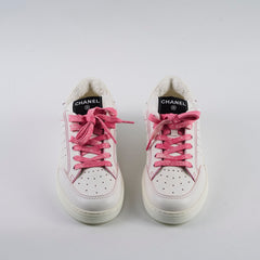 Chanel 21p Perforated Leather Sneakers White/Pink Size 38