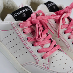 Chanel 21p Perforated Leather Sneakers White/Pink Size 38