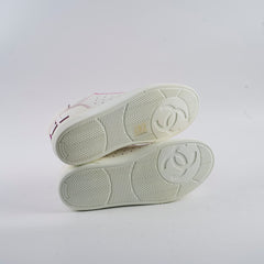 Chanel 21p Perforated Leather Sneakers White/Pink Size 38