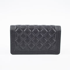 Chanel Boy Long Wallet Black Caviar GHW