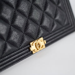 Chanel Boy Long Wallet Black Caviar GHW