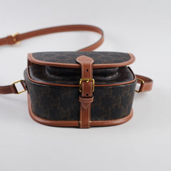 Celine Triomphe Medium Folco Crossbody Bag Tan