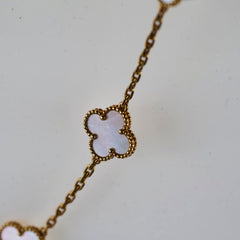 Van Cleef & Arpels Vintage Alhambra 10 Motifs White Mother of Pearl Necklace