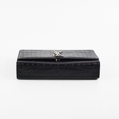 Saint Laurent Medium Black Croc Kate Crossbody Bag