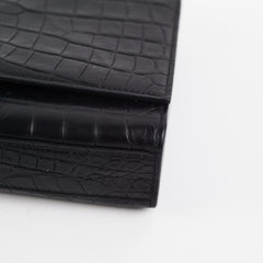 Saint Laurent Medium Black Croc Kate Crossbody Bag