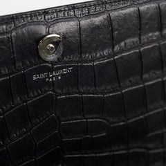 Saint Laurent Medium Black Croc Kate Crossbody Bag