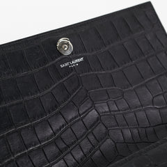 Saint Laurent Medium Black Croc Kate Crossbody Bag