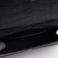 Saint Laurent Medium Black Croc Kate Crossbody Bag