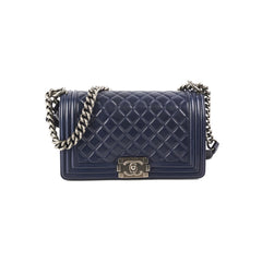 Chanel Navy Old Medium Boy Shoulder Bag