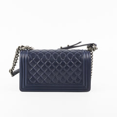 Chanel Navy Old Medium Boy Shoulder Bag