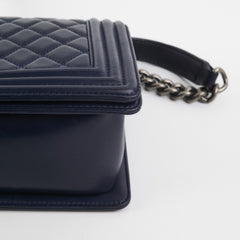 Chanel Navy Old Medium Boy Shoulder Bag