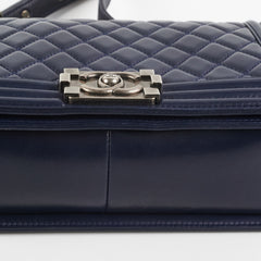Chanel Navy Old Medium Boy Shoulder Bag