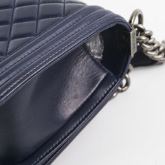 Chanel Navy Old Medium Boy Shoulder Bag