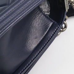 Chanel Navy Old Medium Boy Shoulder Bag