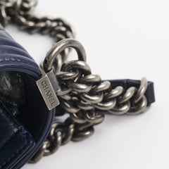 Chanel Navy Old Medium Boy Shoulder Bag