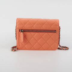 Chanel Caviar Mini Wallet on Chain Coral