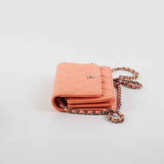 Chanel Caviar Mini Wallet on Chain Coral