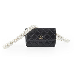 Chanel Black Pearl Card Holder Pearl Shoulder Bag