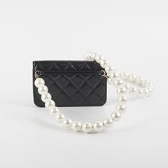 Chanel Black Pearl Card Holder Pearl Shoulder Bag