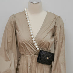 Chanel Black Pearl Card Holder Pearl Shoulder Bag