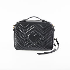 Gucci Matelasse Sylvie Small GG Marmont Top Handle Black