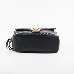 Gucci Matelasse Sylvie Small GG Marmont Top Handle Black
