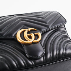 Gucci Matelasse Sylvie Small GG Marmont Top Handle Black