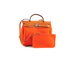 Hermes Herbag 31 Orange/Tan Stamp R Square (2014)