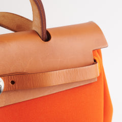 Hermes Herbag 31 Orange/Tan Stamp R Square (2014)