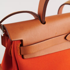 Hermes Herbag 31 Orange/Tan Stamp R Square (2014)