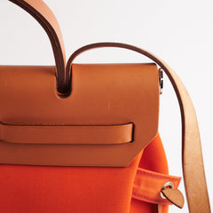 Hermes Herbag 31 Orange/Tan Stamp R Square (2014)