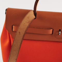 Hermes Herbag 31 Orange/Tan Stamp R Square (2014)