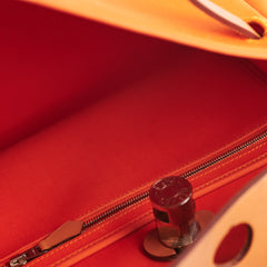 Hermes Herbag 31 Orange/Tan Stamp R Square (2014)